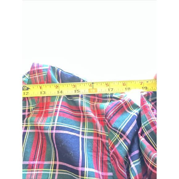 Talbots Red Tartan Plaid Shirt Sz XL Pullover Rhinestone Buttons Accent Holiday - Picture 11 of 12